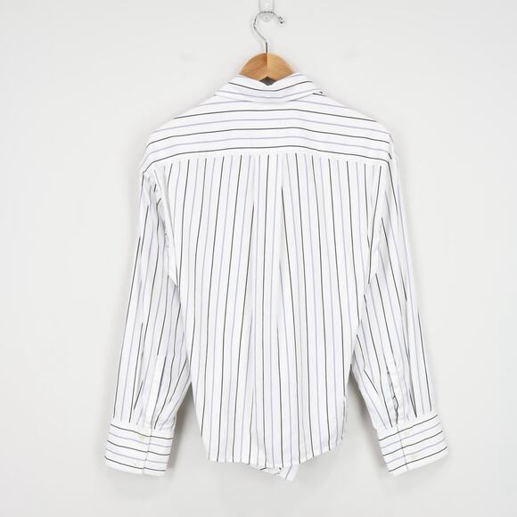 NWT Madewell Asymmetric Wrap Front Button-Up Shirt In Hydrangea Stripe Size 10 - Picture 5 of 14